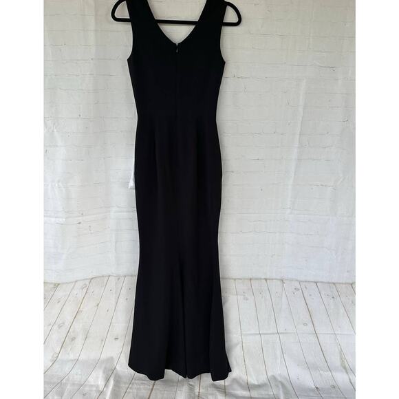 NWT Dress the Population Sandra Plunging Thick Strap Solid Gown Black XS - Picture 5 of 11